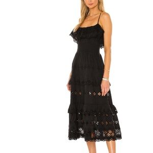 Lovers And Friends Black Eyelet Dallas midi Dress Size XS